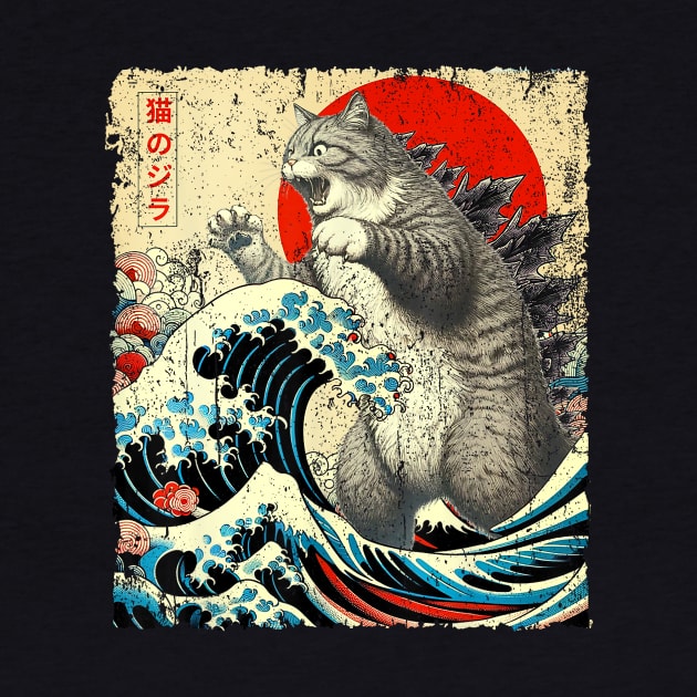 Catzilla Cat Japanese Art Funny by HannessyRin